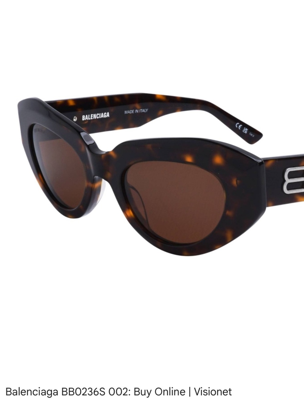 Balenciaga Tortoiseshell Cat-Eye Sunglasses with Brown Lenses